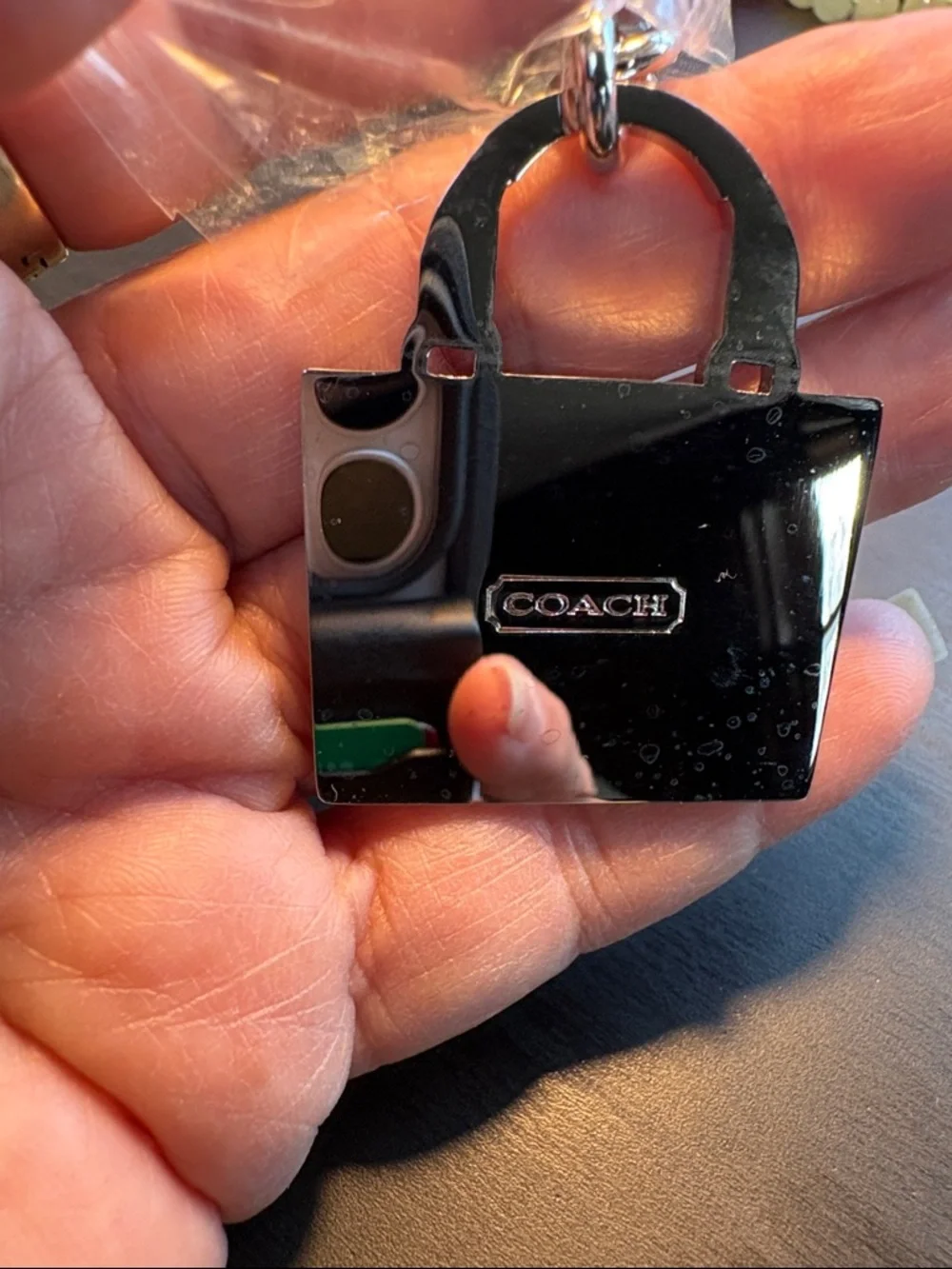 Coach Pink and Orange Signature Tote Keyring Charm - Picture 4 of 4